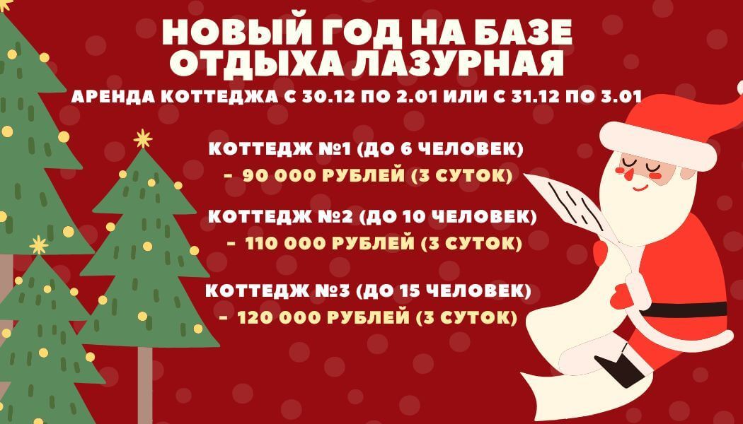 Стоимость аренды коттеджей на Новый 2027 год